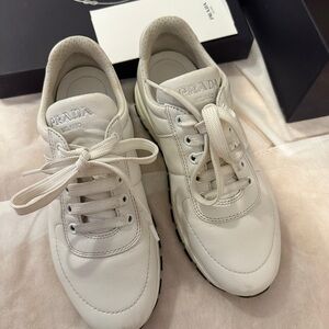 Prada White Nappa Leather Sneakers